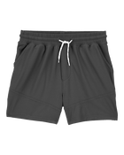 Kid Solid Cotton Blend Shorts - Gray, image 1 of 4 slides