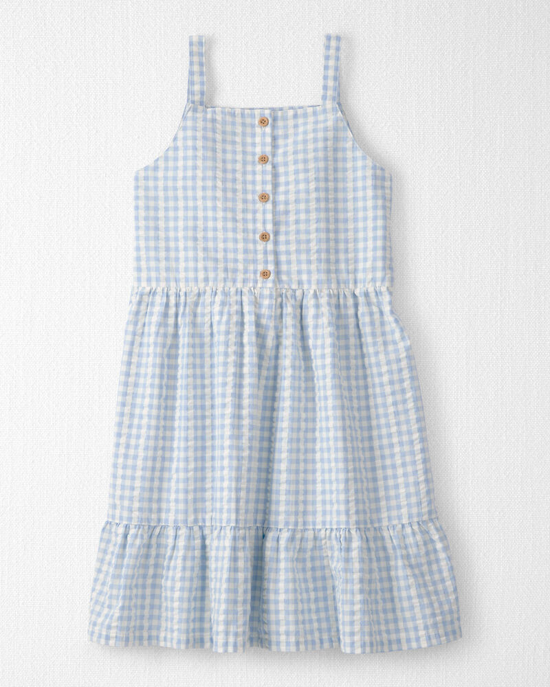 Girls Seersucker Dress Made with Organic Cotton, image 1 of 5 slides
