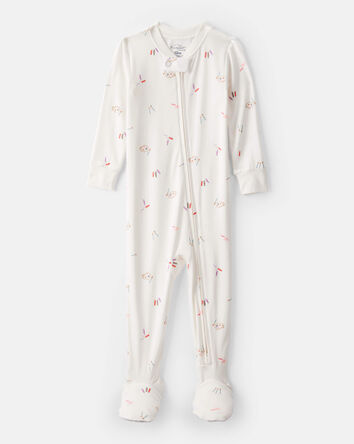 Baby Girl Painting & colouring Print PurelySoft Long-Sleeve 2-Way Zip 1-Piece pyjamas - Ivory, 