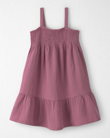 Filles - Robe en gaze &agrave; smocks en coton biologique, 