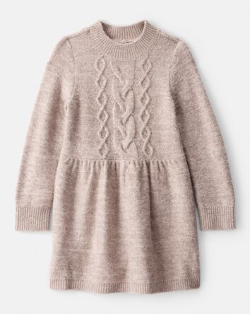 Toddler Girl Sweater Knit Long-Sleeve Dress - Brown, 