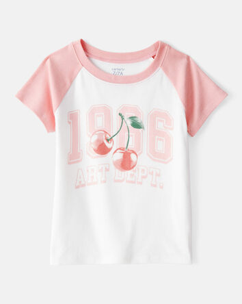 Filles - T-shirt à manches courtes imprimé de cerise - Crème, 