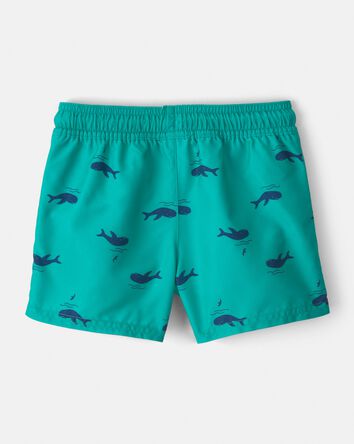 Toddler Boy Whale Swim Trunks - Teal, 