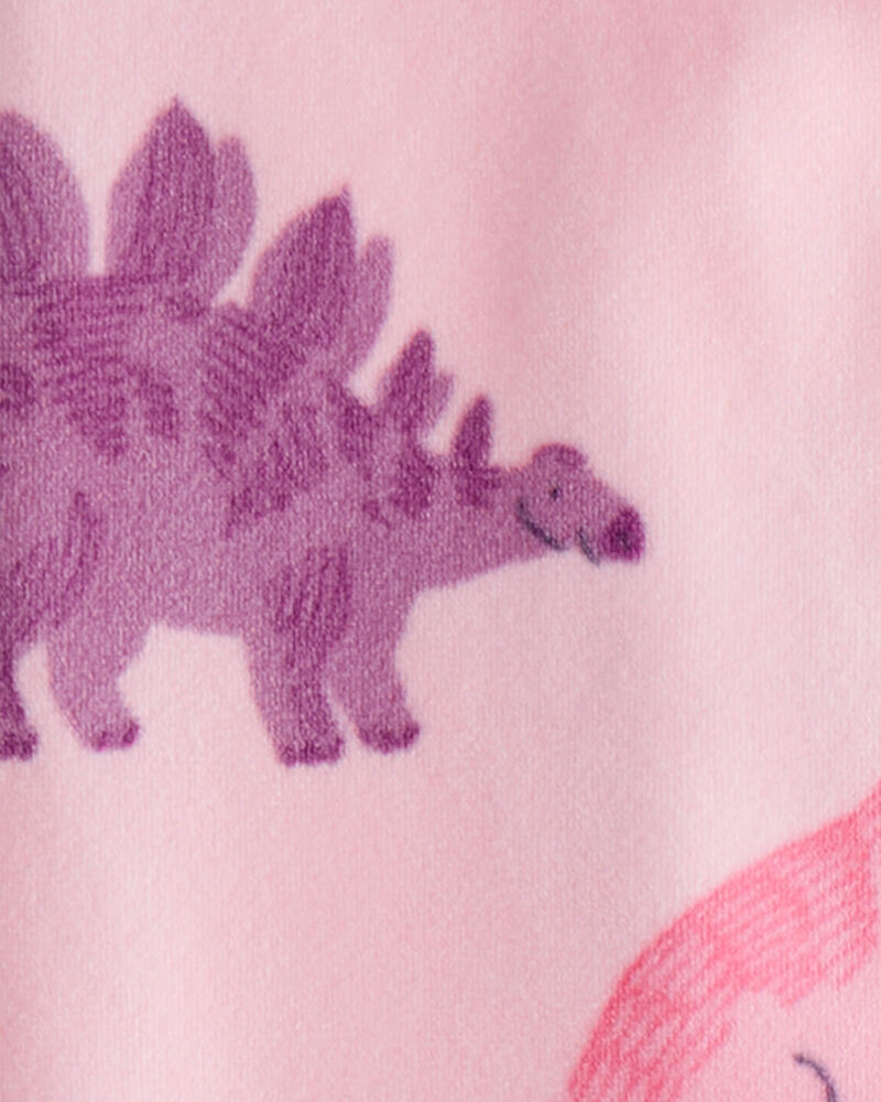 Toddler Girl Dinosaur DreamPlush Snug Fit 2-Way Zip 1-Piece pyjamas - Pink, image 2 of 3 slides