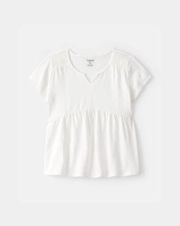 Girls Peplum Short-Sleeve Top - White, 