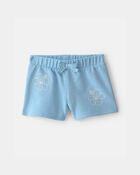 Tout-petit fille - Short en jersey bouclette &agrave; fleur tropicale - Bleu, image 1 sur 3 diapositives