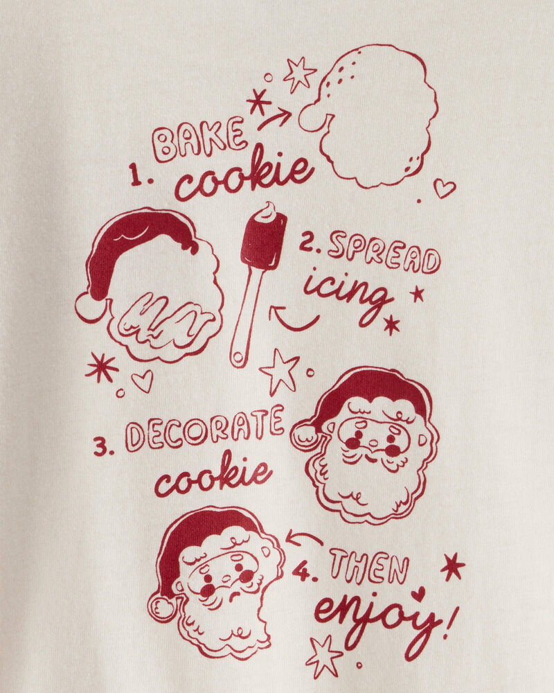 Toddler Girl Christmas Santa Cookie Crew Long-Sleeve Graphic Tee - Cream, image 4 of 5 slides