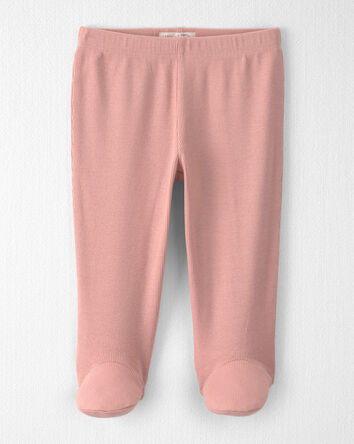 Baby Girl Organic Cotton Rib Footed Pants, 