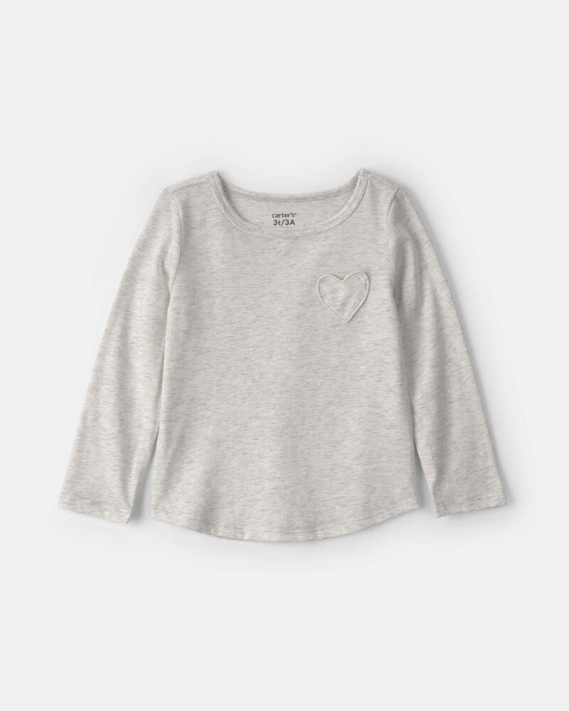 Toute-petite fille - T-shirt manches longues &agrave; imprim&eacute; c&oelig;urs - Gris, image 1 sur 2 diapositives