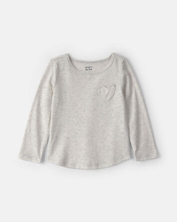 Toddler Girl Heart Long-Sleeve Top - Grey, 