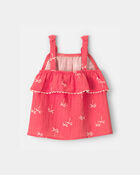 Toddler Girl Palm Tree Gauze Tank Top - Orange, image 3 of 5 slides