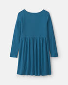 Girls Rib Long-Sleeve Dress - Blue, image 2 of 4 slides