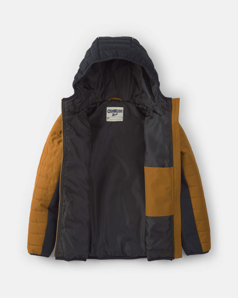 Boys Quilted Mid Weight Jacket-  Brown, image 2 of 4 slides