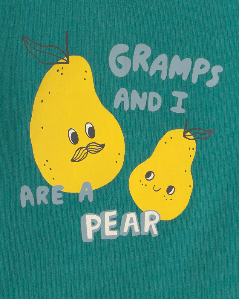 Baby Boy 'Gramps And I Are A Pear' Long-Sleeve Graphic Bodysuit - Green, image 2 of 3 slides