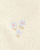 Bébé Grenouillère à fermeture à glissière à 2 sens en tissu bouclette à fleurs - Ivoire, image 2 sur 3 diapositives