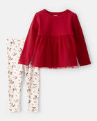 Toddler Girl 2-Piece Floral Long-Sleeve Tee & Pant Set - Red, image 1 of 4 slides