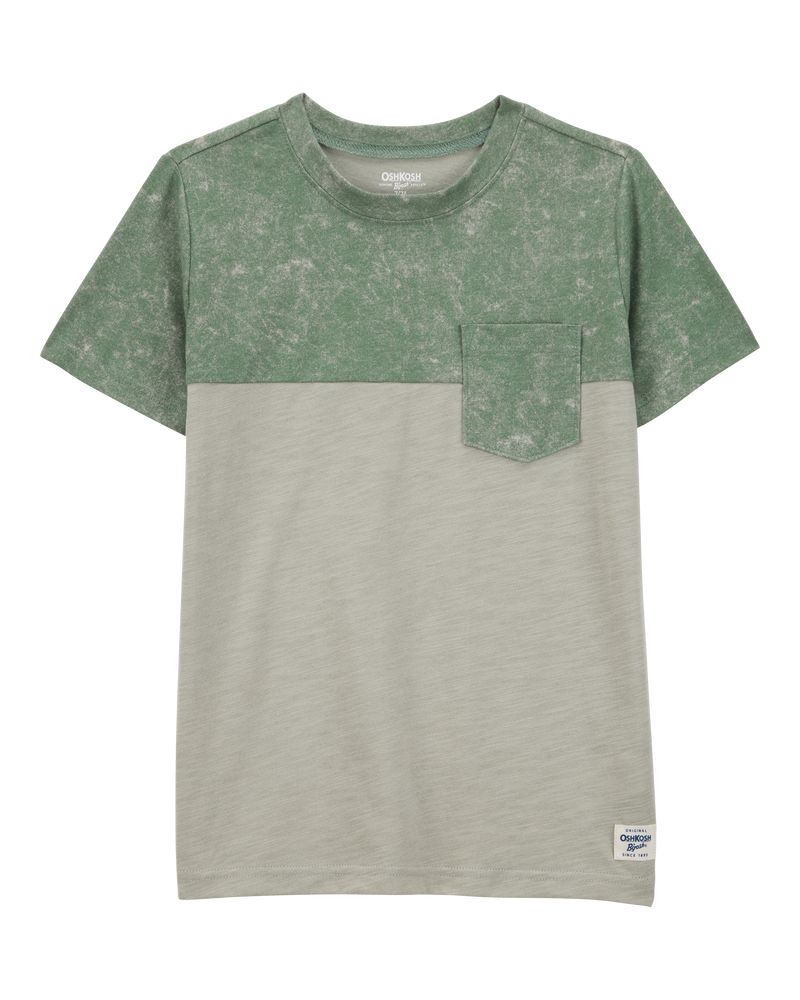 Enfant T-shirt à manches courtes à poche de couleur unie - Vert, image 1 sur 3 diapositives