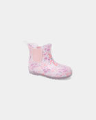 Tout-petit fille - Bottes de pluie &agrave; fleurs - Rose/Mauve, image 1 sur 6 diapositives