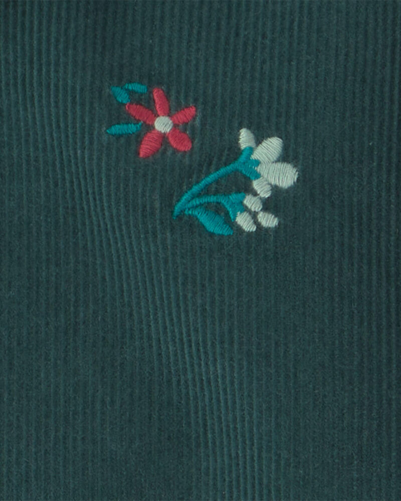 Toddler Girl Flower Embroidered Corduroy Jacket - Green, image 4 of 5 slides