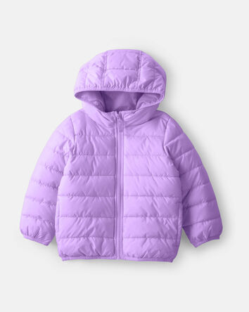 Toddler Girl Midweight Packable Puffer - Purple, 