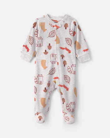 Baby Autumn Fleece 2-Way Zip Sleeper - Grey, 