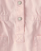 Baby Girl Twill Button-Up Utility Dress - Pink, image 4 of 5 slides