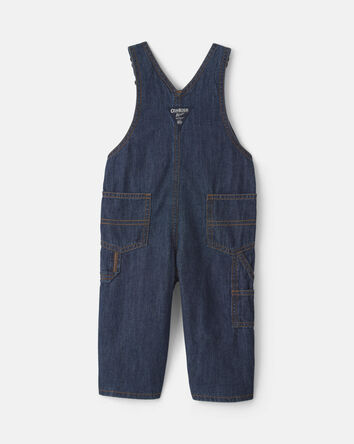 Baby Boy Buffalo Check Denim Overalls - Dark Wash, 