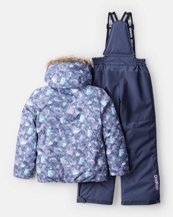 Filles - Habit de neige 2 pièces Taslan à imprimé de cœurs - Indigo, 
