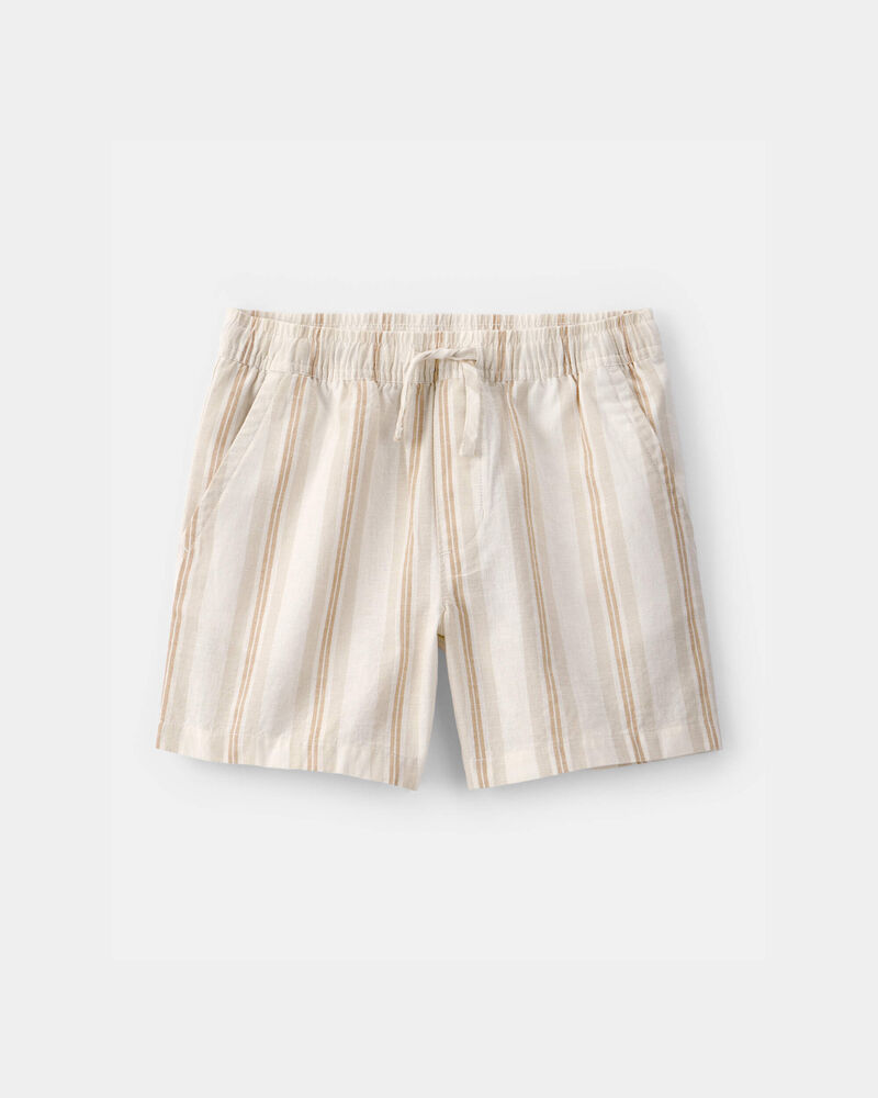 Boys Striped Linen Shorts - Tan/Ivory, image 1 of 4 slides