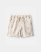 Boys Striped Linen Shorts - Tan/Ivory, image 1 of 4 slides