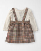 Baby Girl 2-Piece Organic Cotton Plaid Jumper Set, image 2 of 6 slides