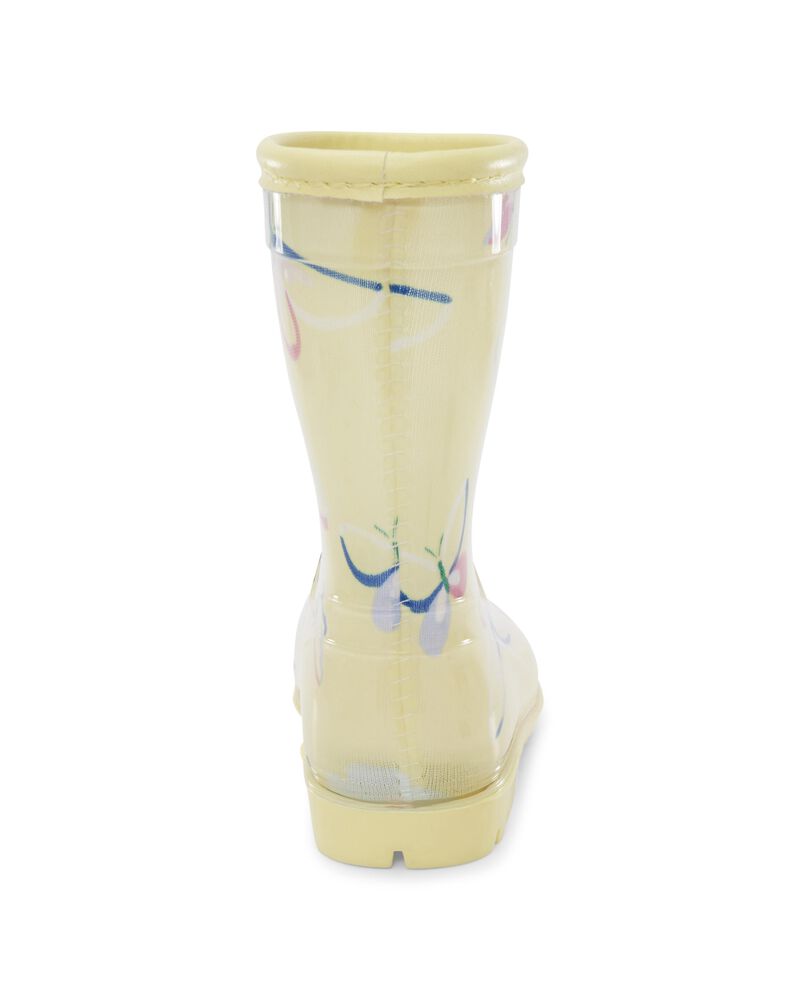 Toddler Butterfly Print Rain Boots, image 3 of 7 slides