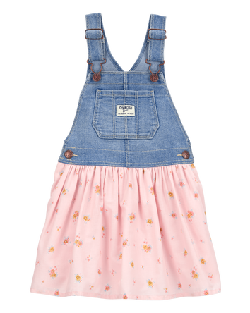 Toddler Denim Floral-Print Jumper Dress , 