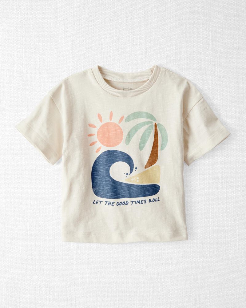 Bébé T-shirt en coton biologique à imprimé plage, image 1 sur 4 diapositives