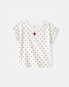 Toddler Girl Strawberry Polka Dot Top - White, image 1 of 4 slides