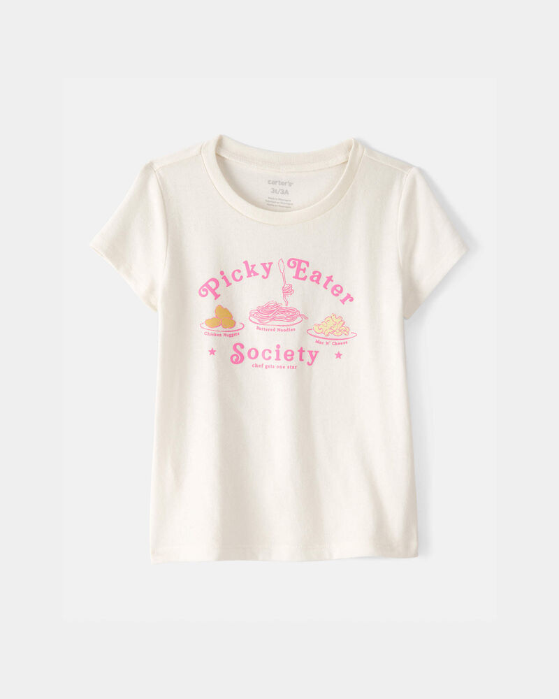 Toddler Girl 'Picky Eater' Graphic Tee - Cream, image 1 of 3 slides
