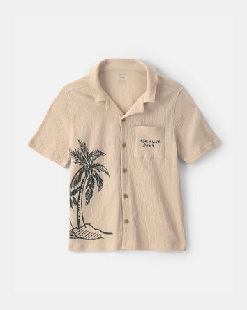 Boys Beach Button-Down Shirt - Tan, 