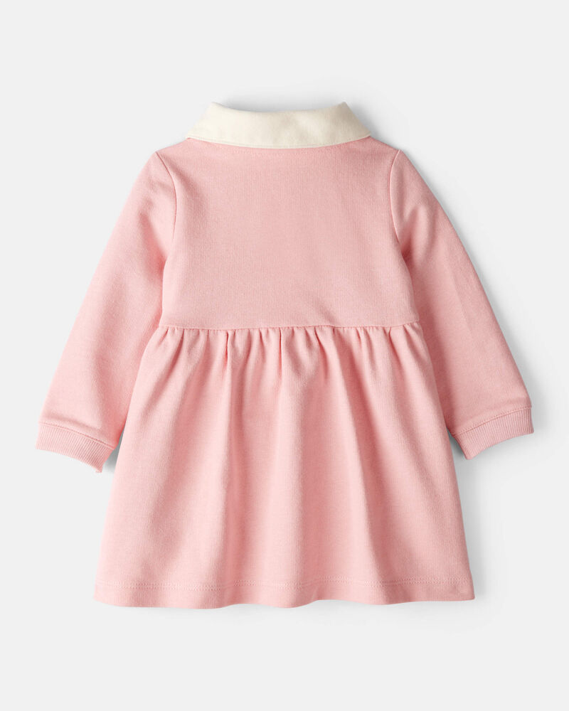 Baby Girl Polo Collared Cotton Dress - Pink, image 2 of 6 slides