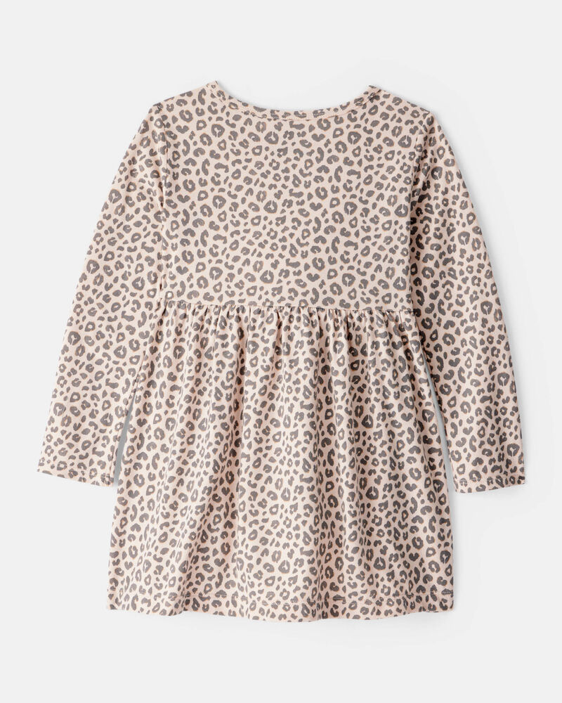 Toddler Girl Leopard Print Long-Sleeve Dress - Brown, image 2 of 4 slides