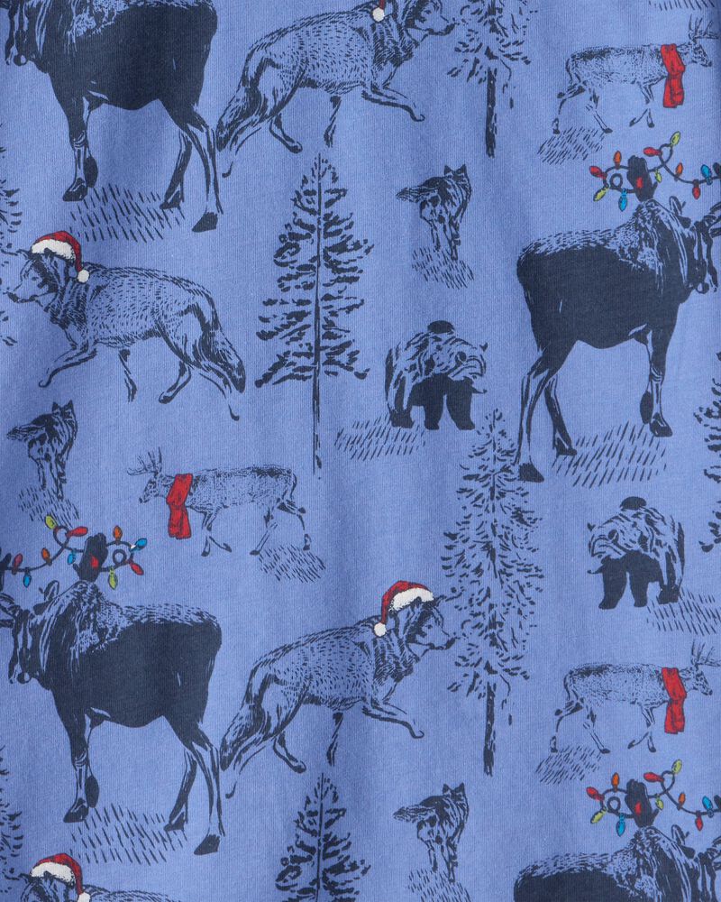 Boys Reindeer Print Long-Sleeve Graphic Tee - Blue, image 2 of 3 slides