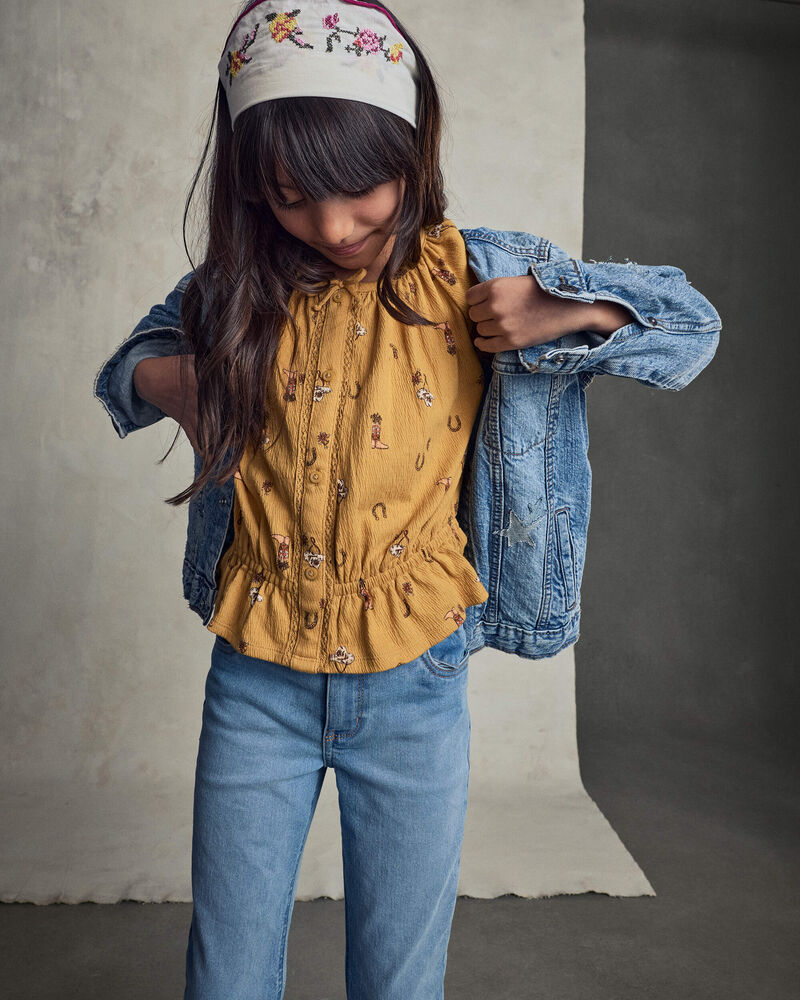 Filles - Haut manches longues &agrave; motif western &ndash; Jaune, image 5 sur 6 diapositives