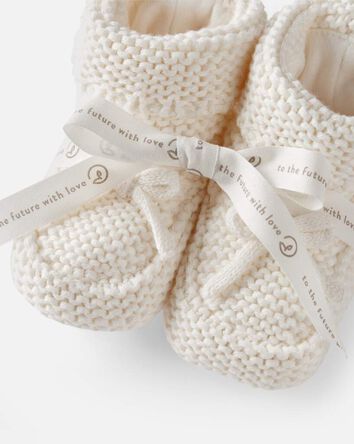 B&eacute;b&eacute; Chaussons crochet&eacute;s en coton biologique - Cr&egrave;me, 