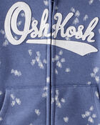 Girls Heart Print Fleece Hooded Jacket - Navy, image 2 of 3 slides