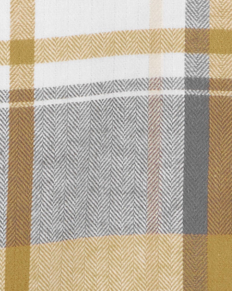 Kid Plaid Cotton Long-Sleeve Button-Down Shirt - Plaid, image 2 of 3 slides