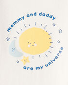 Baby "Mommy & Daddy Are My Universe" Cotton Long-Sleeve Graphic Bodysuit - White, image 2 of 3 slides