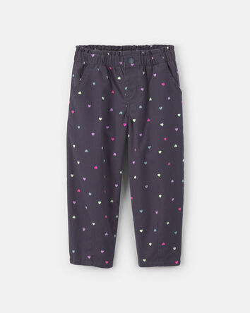 Toddler Girl Heart Twill Pull-On Pants - Black, 