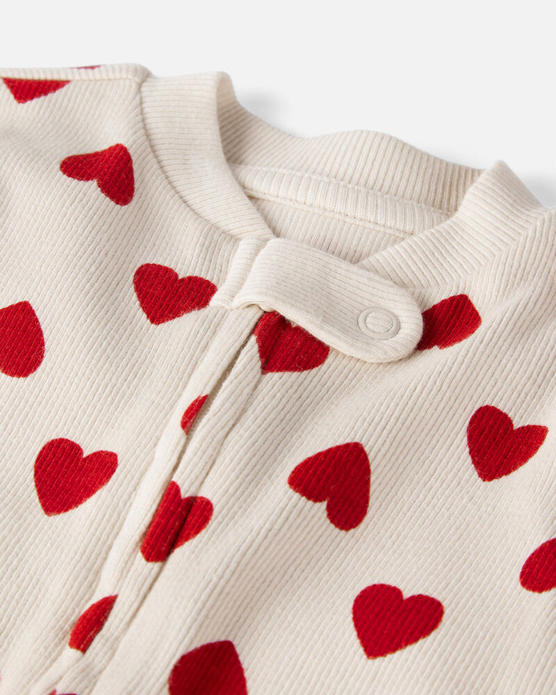 B&eacute;b&eacute; - Grenouill&egrave;re en coton biologique &agrave; motifs de c&oelig;urs rouges, image 2 sur 4 diapositives