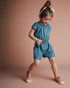 Tout-petit fille - Barboteuse avec poche et motif zigzag - Sarcelle, image 1 sur 5 diapositives
