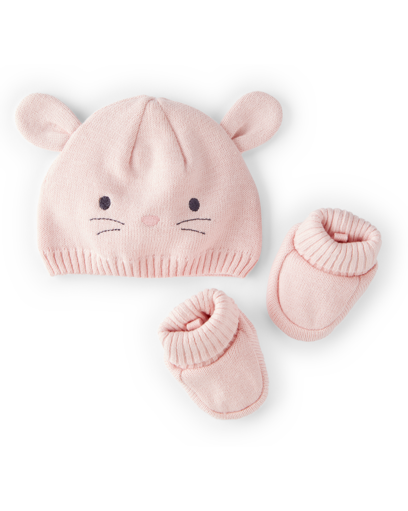 Bébé Emballage de 2 chaussons au crochet à lapin et chapeau, image 1 sur 2 diapositives
