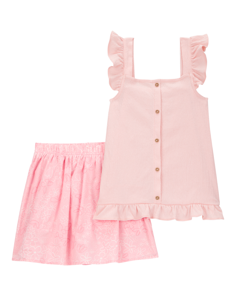 Kid 2-Piece Print Skort Set - Pink, image 1 of 4 slides